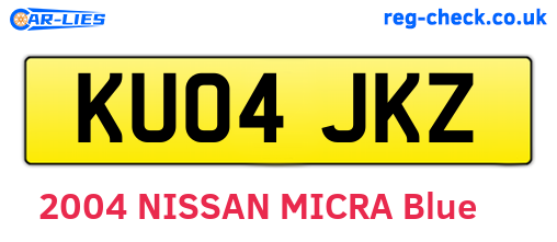 KU04JKZ are the vehicle registration plates.