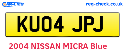 KU04JPJ are the vehicle registration plates.