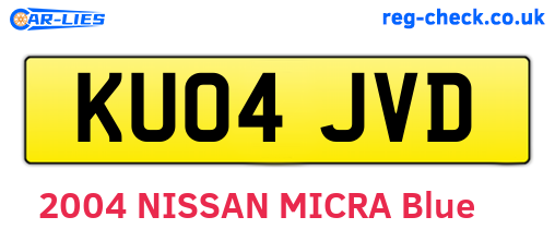 KU04JVD are the vehicle registration plates.