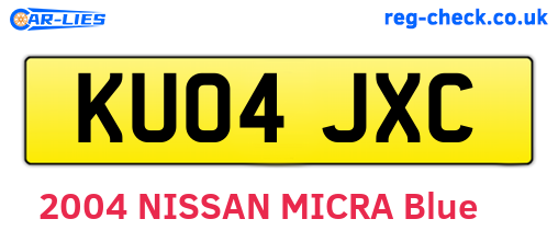 KU04JXC are the vehicle registration plates.