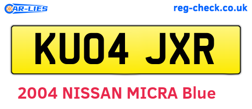 KU04JXR are the vehicle registration plates.