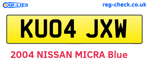 KU04JXW are the vehicle registration plates.
