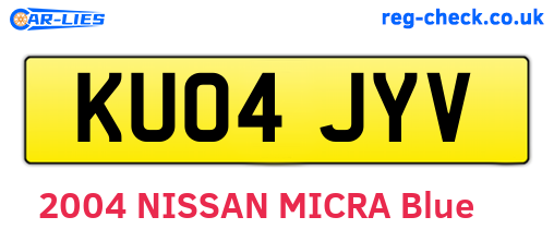 KU04JYV are the vehicle registration plates.