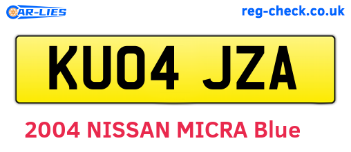 KU04JZA are the vehicle registration plates.
