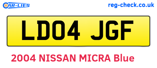 LD04JGF are the vehicle registration plates.