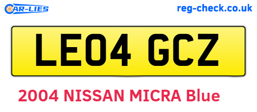 LE04GCZ are the vehicle registration plates.