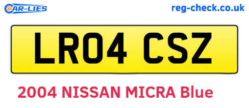 LR04CSZ are the vehicle registration plates.