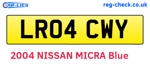LR04CWY are the vehicle registration plates.