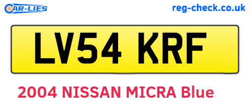 LV54KRF are the vehicle registration plates.