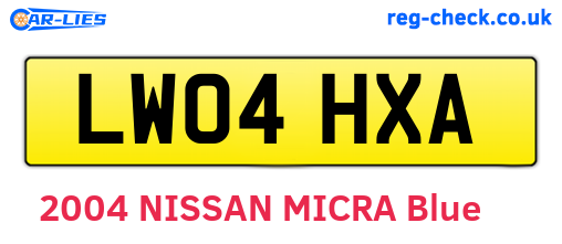 LW04HXA are the vehicle registration plates.