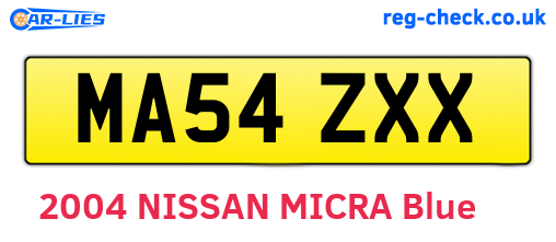 MA54ZXX are the vehicle registration plates.