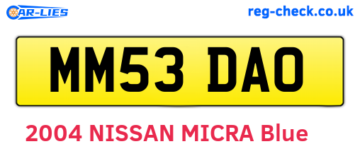 MM53DAO are the vehicle registration plates.