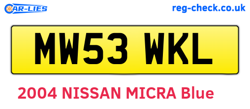 MW53WKL are the vehicle registration plates.
