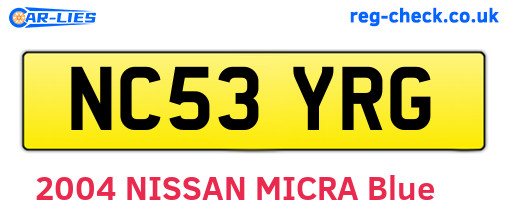 NC53YRG are the vehicle registration plates.