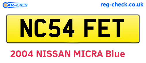 NC54FET are the vehicle registration plates.