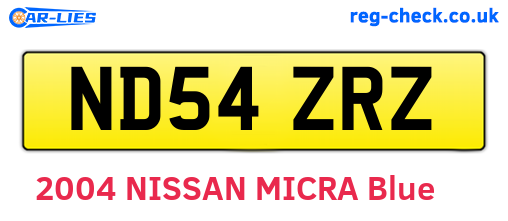 ND54ZRZ are the vehicle registration plates.