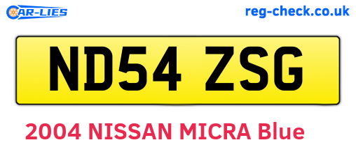 ND54ZSG are the vehicle registration plates.
