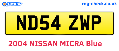 ND54ZWP are the vehicle registration plates.