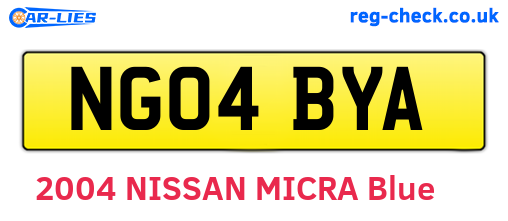 NG04BYA are the vehicle registration plates.