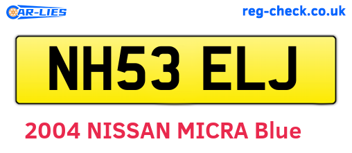 NH53ELJ are the vehicle registration plates.