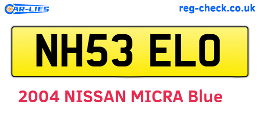 NH53ELO are the vehicle registration plates.