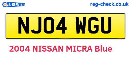 NJ04WGU are the vehicle registration plates.