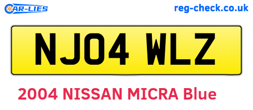 NJ04WLZ are the vehicle registration plates.