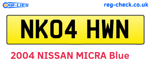 NK04HWN are the vehicle registration plates.
