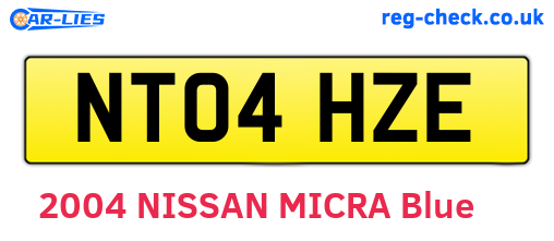 NT04HZE are the vehicle registration plates.