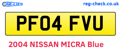 PF04FVU are the vehicle registration plates.