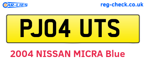 PJ04UTS are the vehicle registration plates.