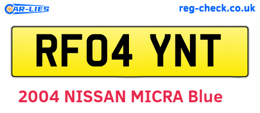 RF04YNT are the vehicle registration plates.