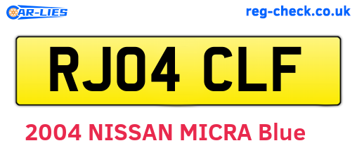 RJ04CLF are the vehicle registration plates.