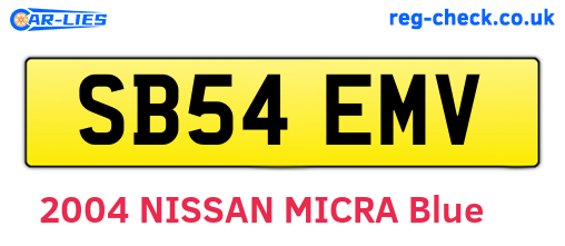 SB54EMV are the vehicle registration plates.