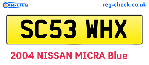 SC53WHX are the vehicle registration plates.