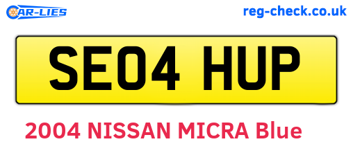 SE04HUP are the vehicle registration plates.