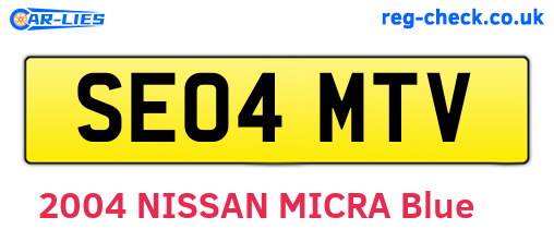 SE04MTV are the vehicle registration plates.