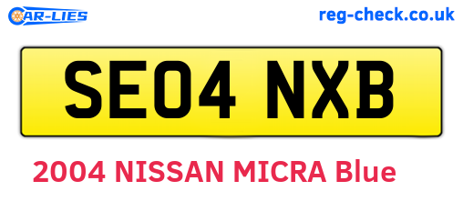 SE04NXB are the vehicle registration plates.