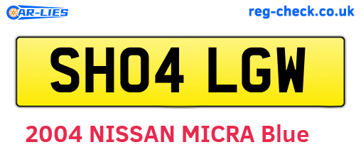 SH04LGW are the vehicle registration plates.