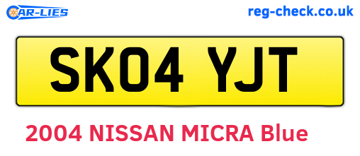 SK04YJT are the vehicle registration plates.