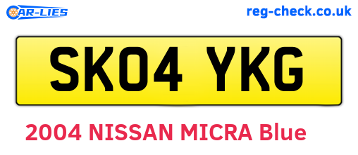 SK04YKG are the vehicle registration plates.