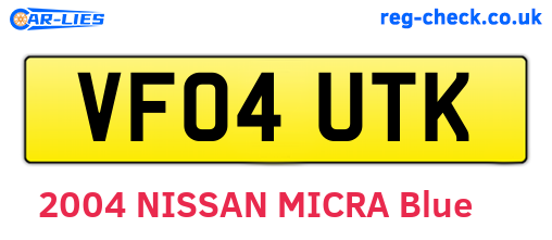 VF04UTK are the vehicle registration plates.
