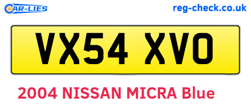 VX54XVO are the vehicle registration plates.