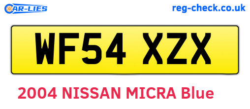 WF54XZX are the vehicle registration plates.