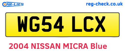 WG54LCX are the vehicle registration plates.