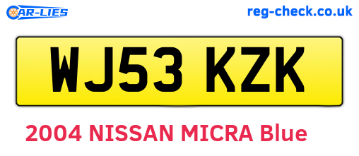 WJ53KZK are the vehicle registration plates.