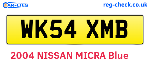 WK54XMB are the vehicle registration plates.