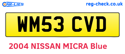 WM53CVD are the vehicle registration plates.