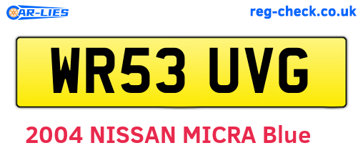 WR53UVG are the vehicle registration plates.