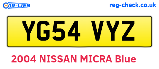 YG54VYZ are the vehicle registration plates.